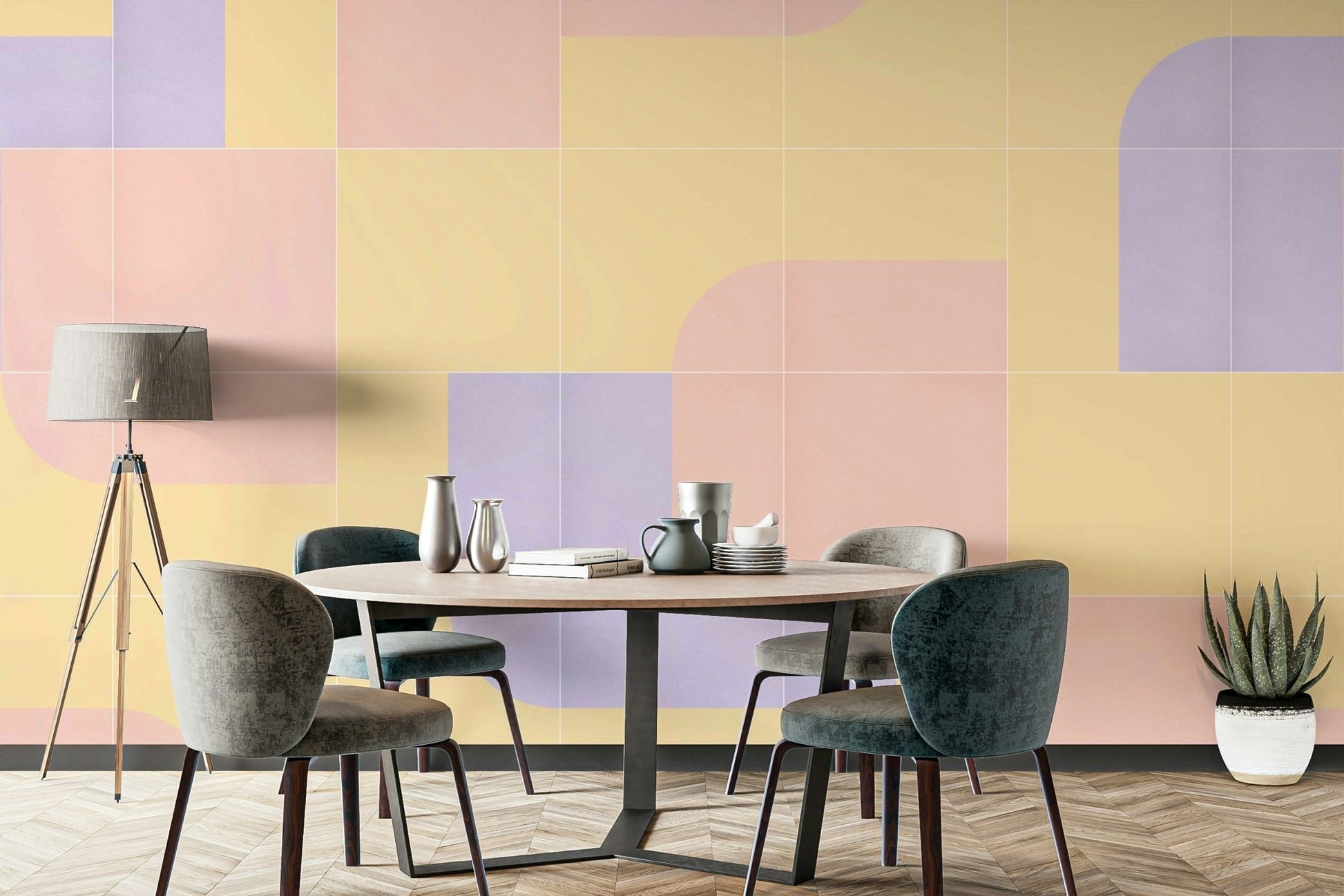 Decorative tiled mural wallpaper for kitchens

