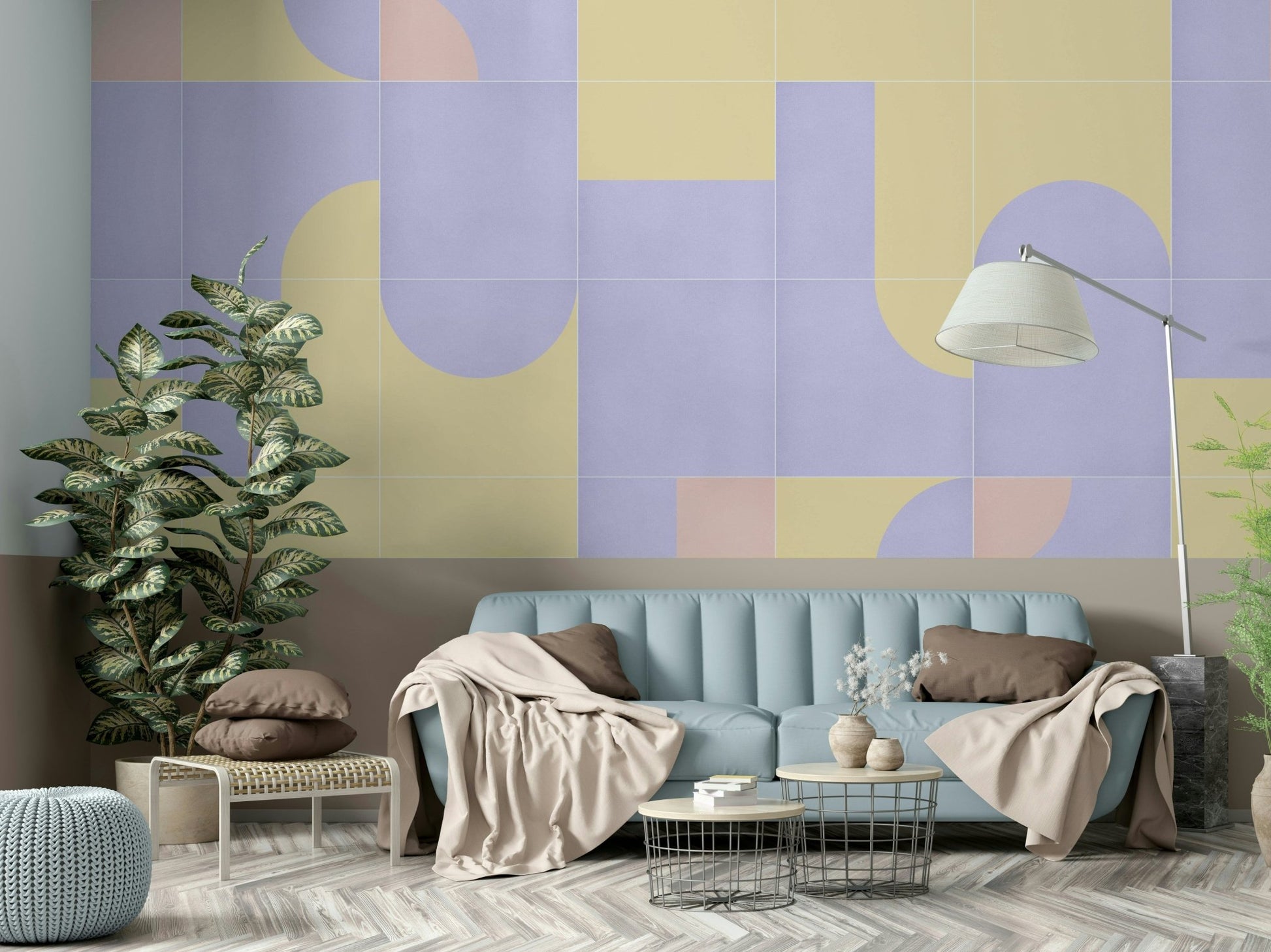 Repeating tile print wallpaper for walls