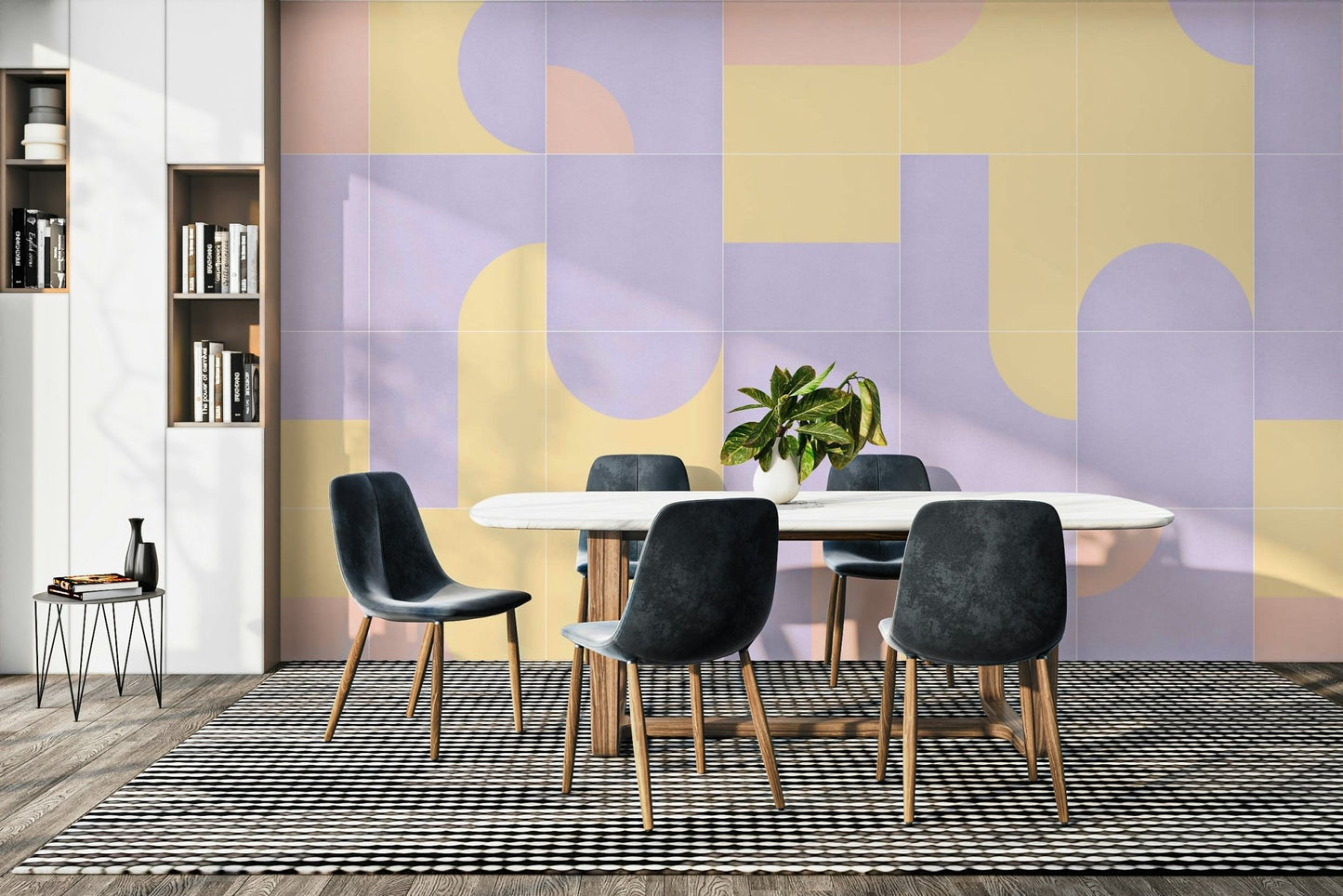 Subtle aged tile design on wallpaper