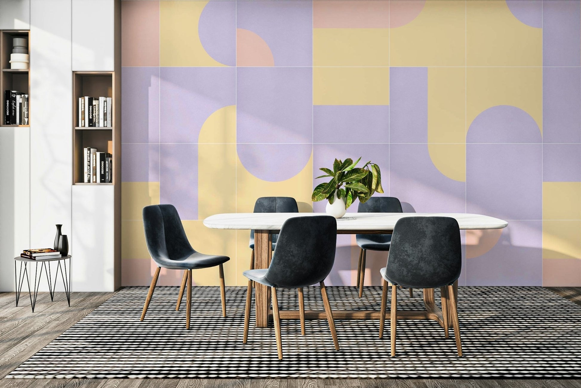 Subtle aged tile design on wallpaper