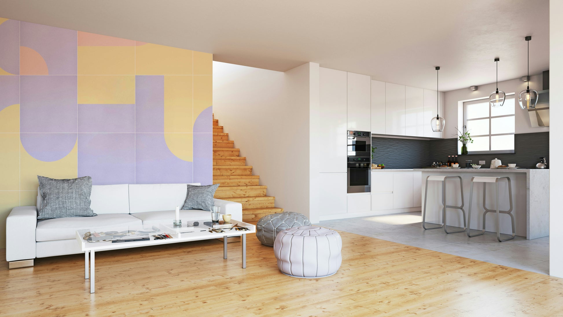 Cozy space with Retro Tiles 17 wall design
