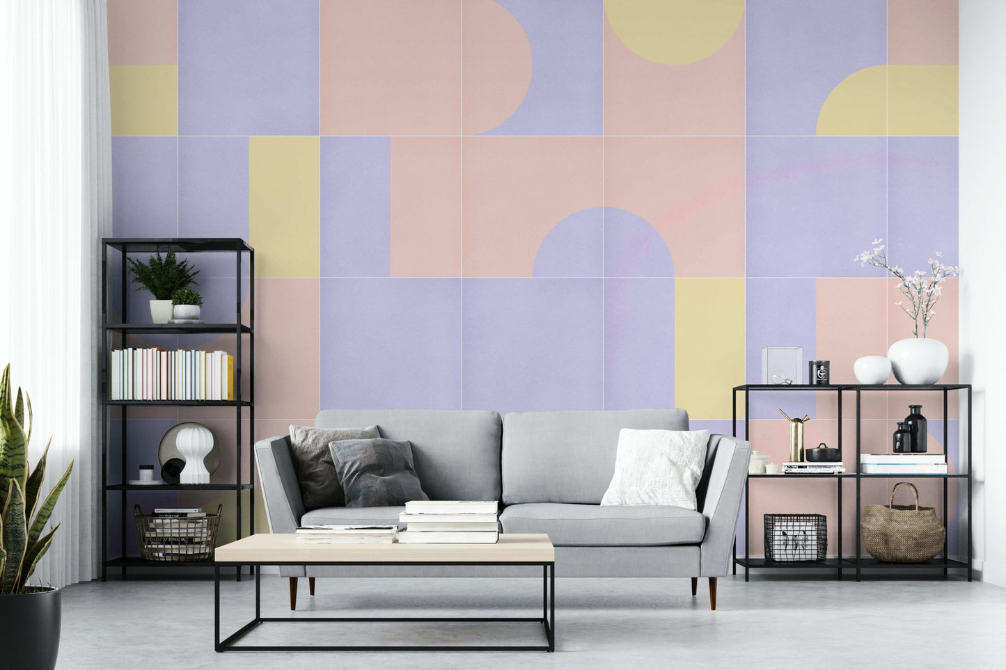 Aged tile print wallpaper for walls