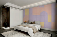 Retro wallpaper with repeating square motifs