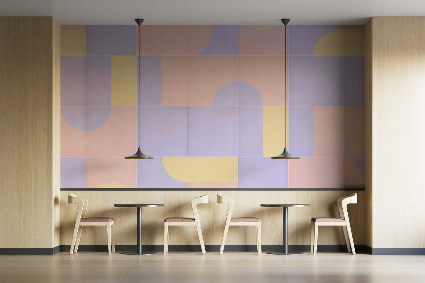 Entryway styled with Retro Tiles 18 mural