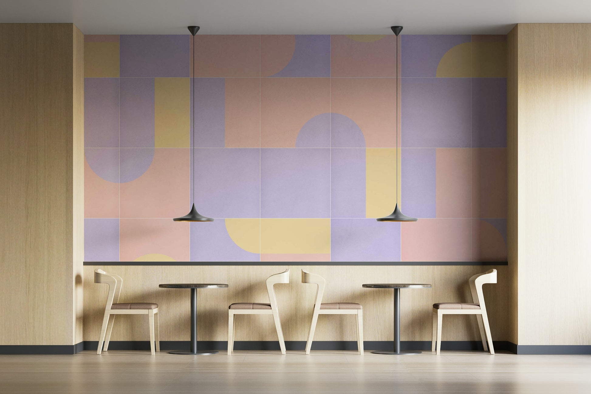 Entryway styled with Retro Tiles 18 mural