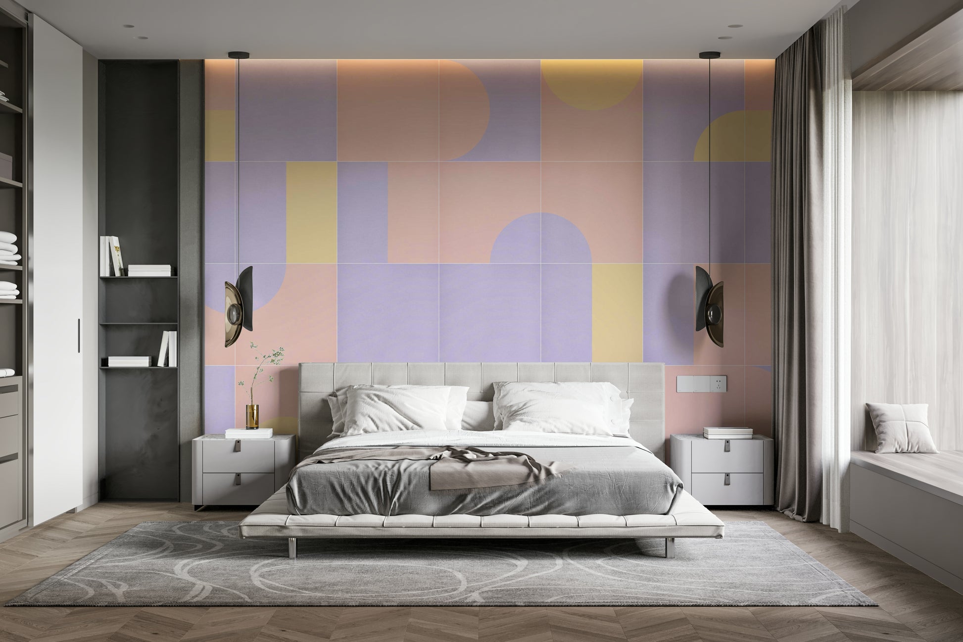 Vintage tile pattern on wall mural