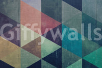 Accent wall featuring the bold, colorful Triangle Fusion wall mural.