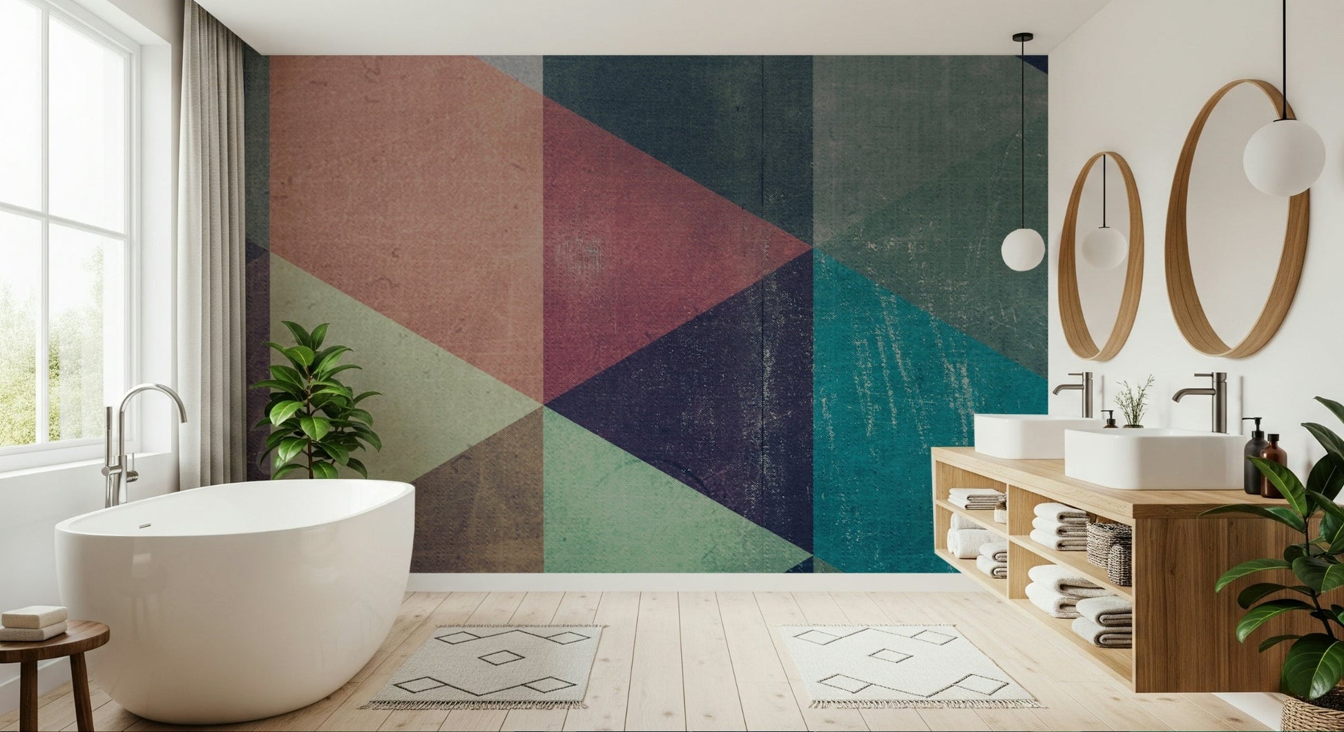 Detail of the dynamic color blending on the Triangle Fusion wall covering.