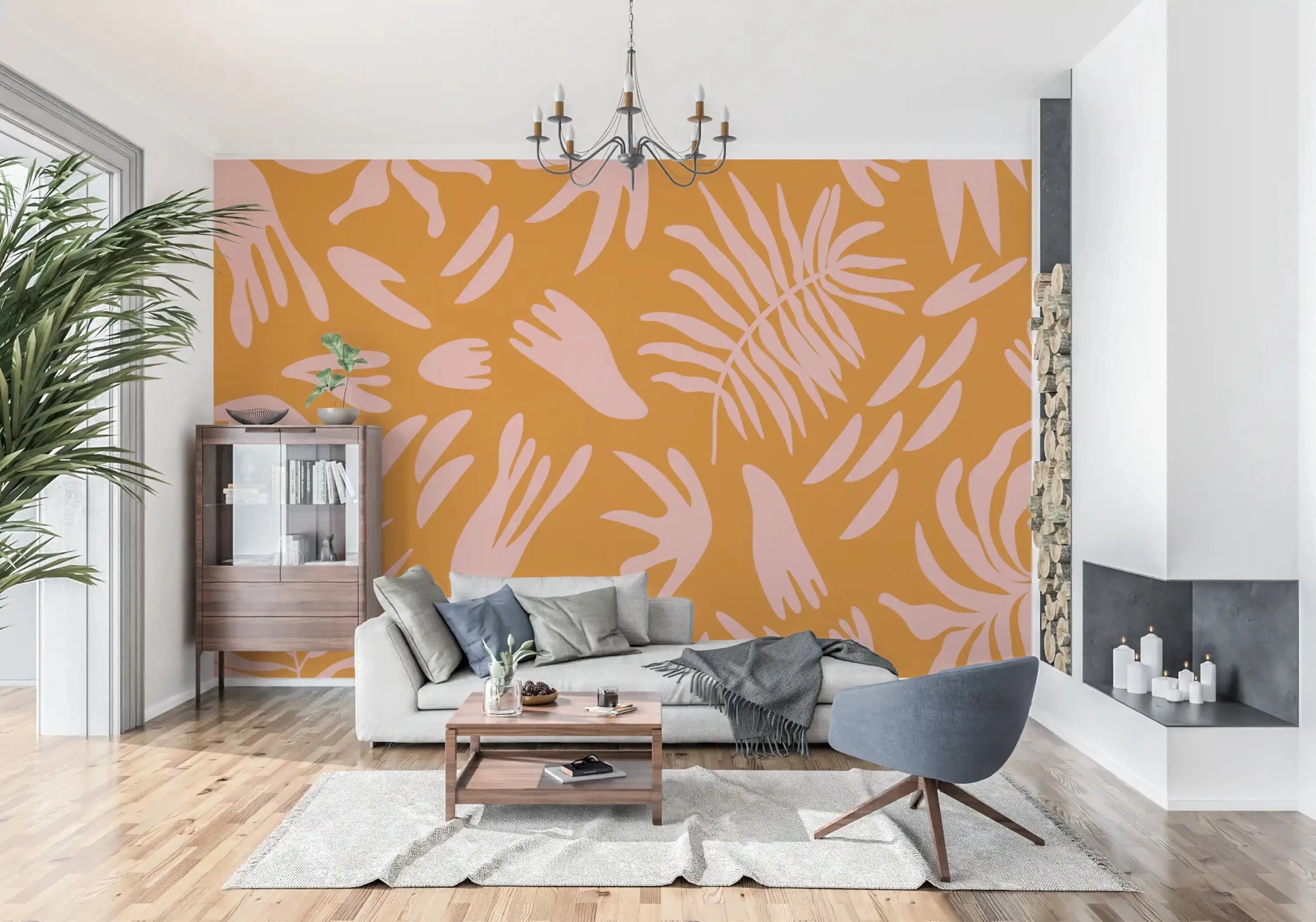 Retro Tropic Bloom Wall MuralGD9160