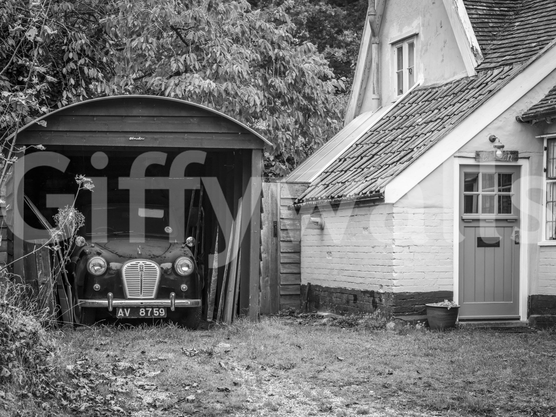 Classic vintage garage scene retro wall mural