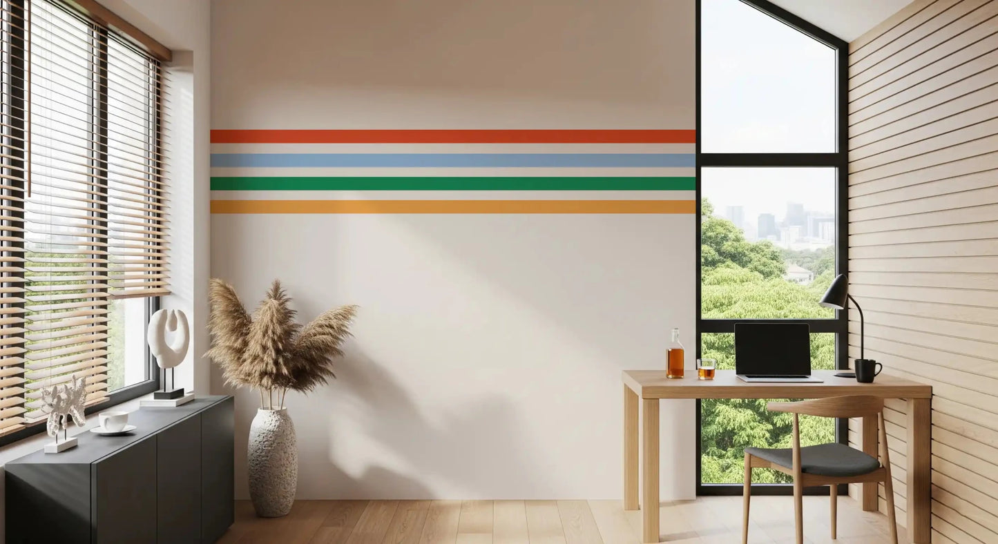 Close-up of the Retro Vibe Horizontal Stripes wall muralGD9450