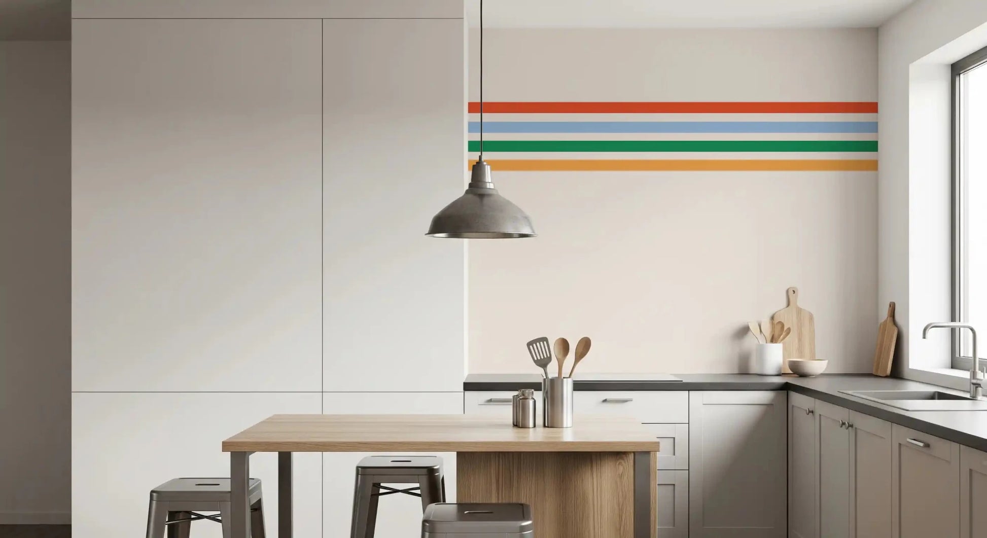 Detailed view of the Retro Stripes wall mural textureGD9450