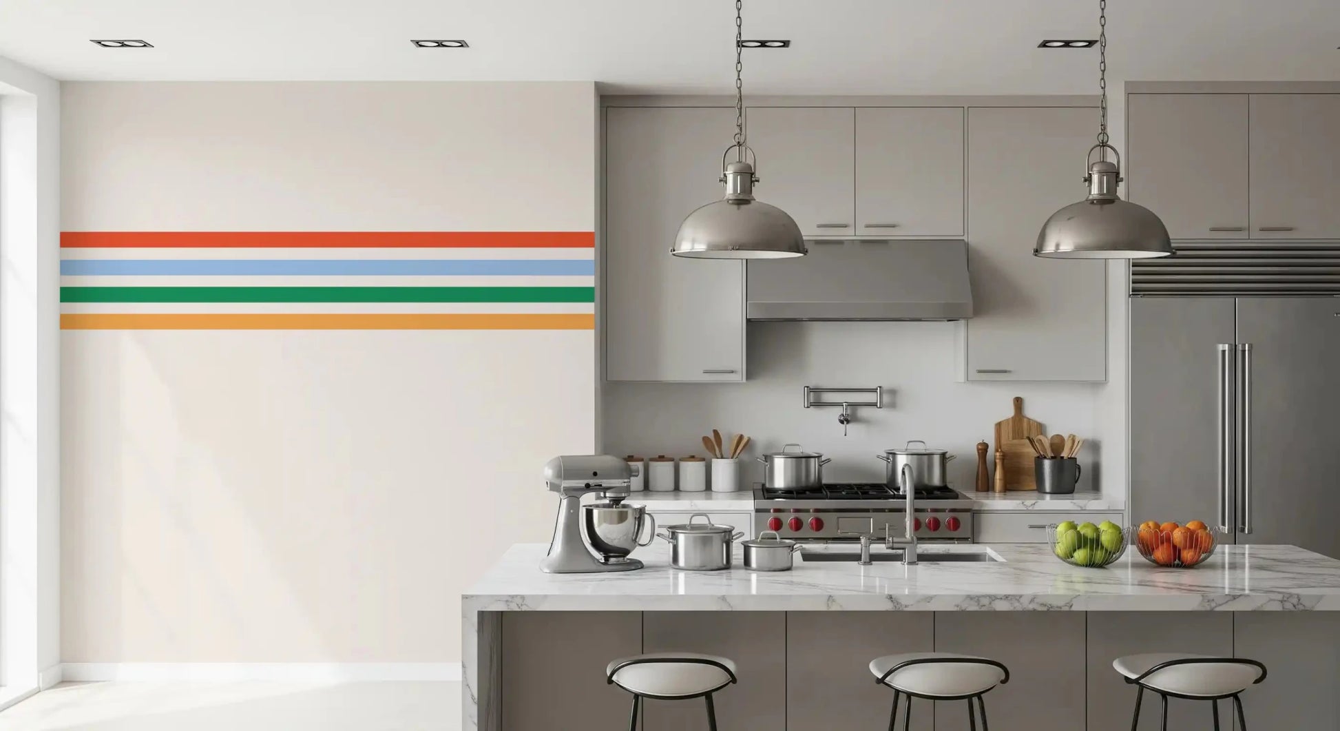 Clean Horizontal Stripes wall mural in a kitchen-dining spaceGD9450