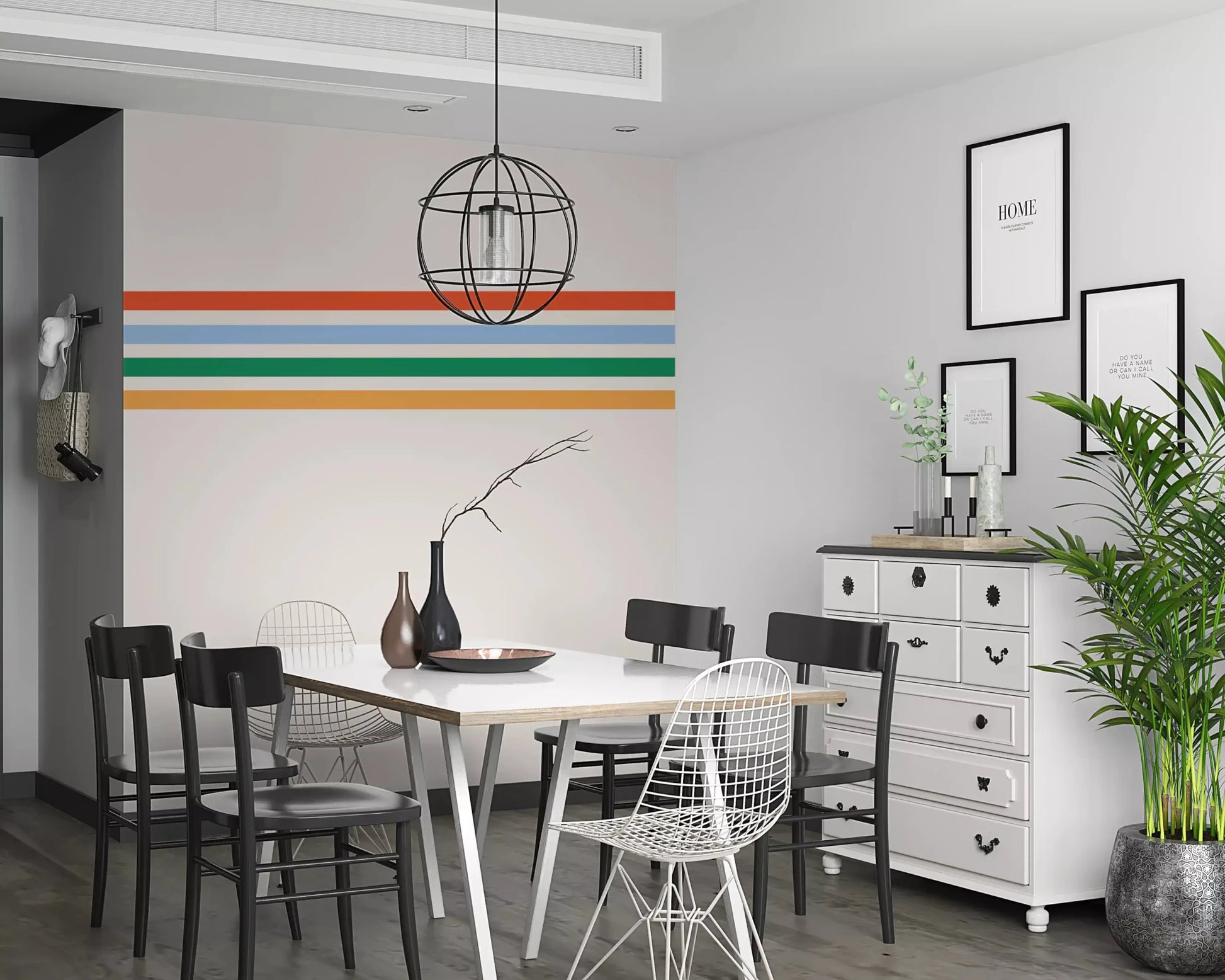 Minimalist Retro Stripes wall mural within a Dining roomGD9450