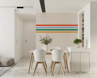 Parallel orange and blue lines on this Retro Vibe wall muralGD9450