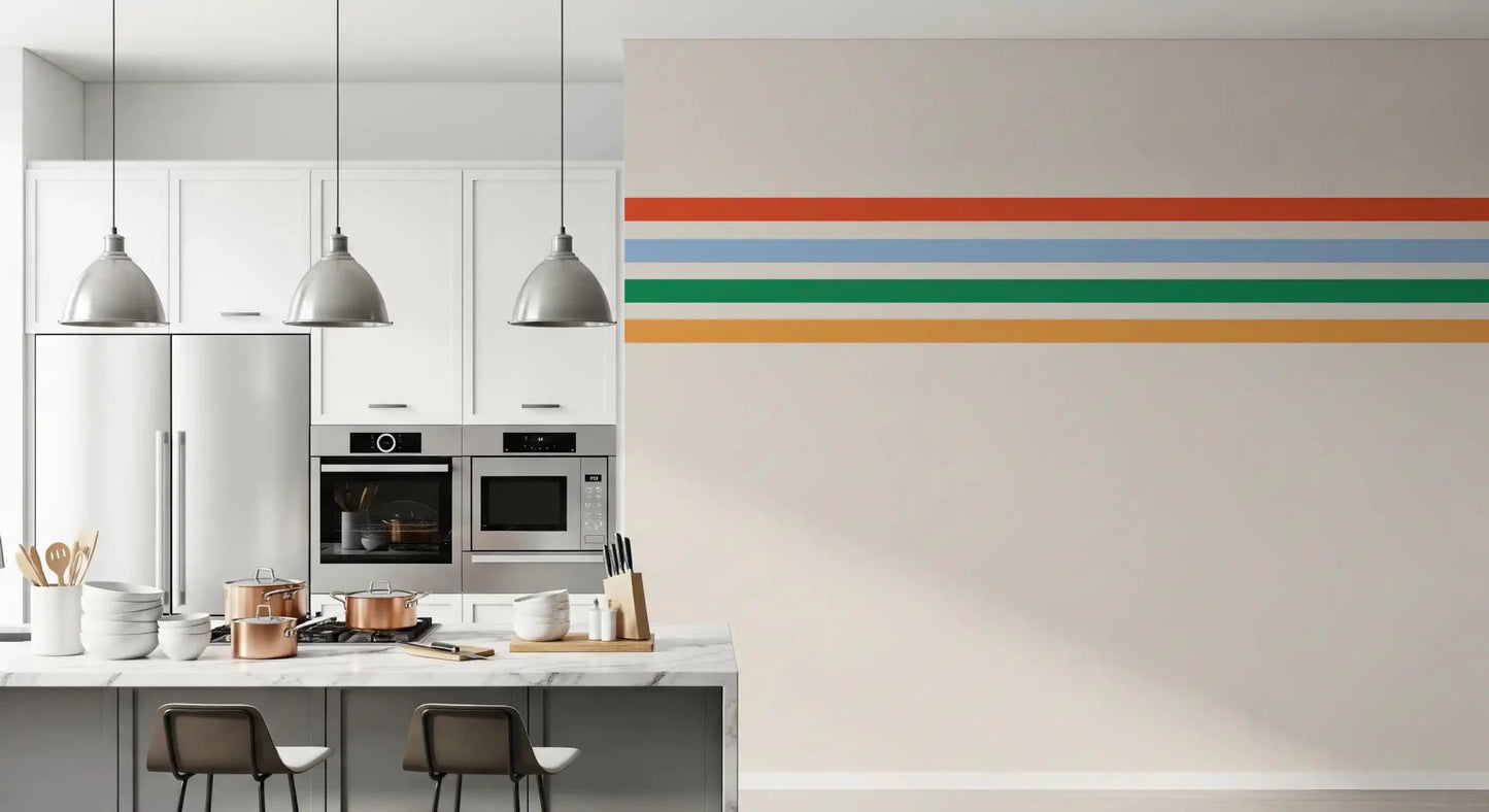 Bold Retro Vibe wall mural installed in a dining roomGD9450
