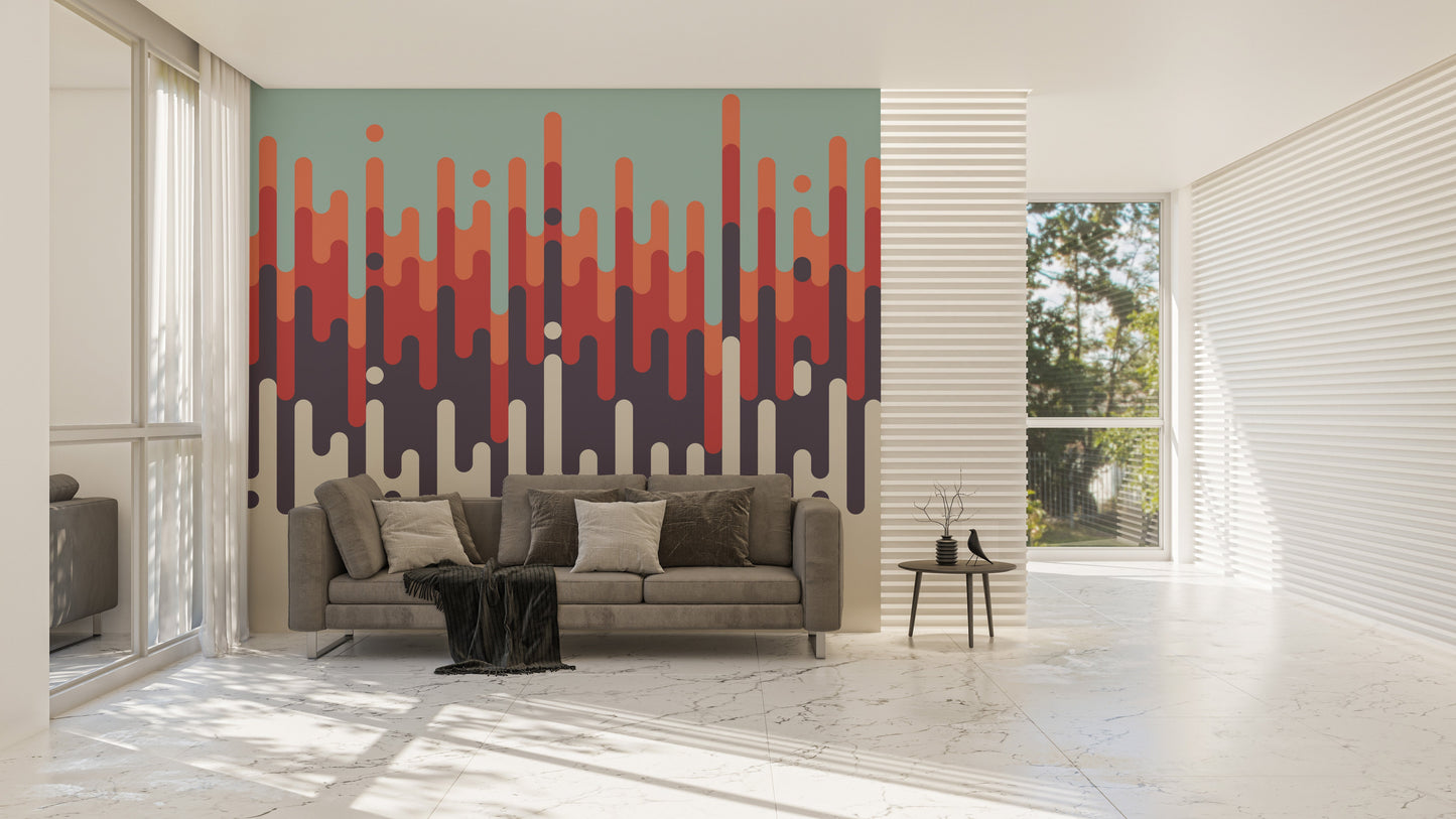 Artistic retro mural featuring gradient colors.