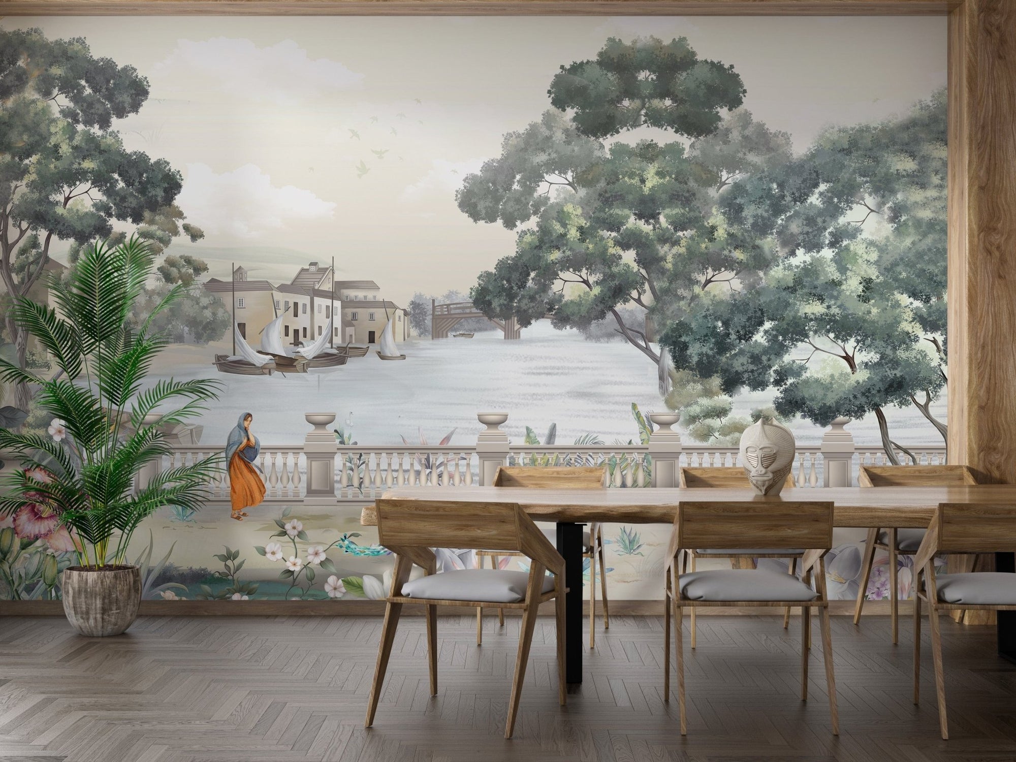 Retro Vintage River City Wallpaper Murals A353