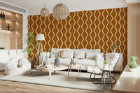 Hallway accented by retro waves sienna wallpaper, vintage warm flow, GD7008