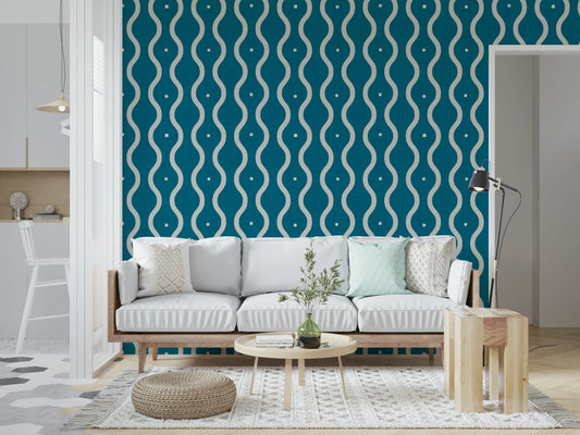 Retro Waves Teal Wallpaper⁠