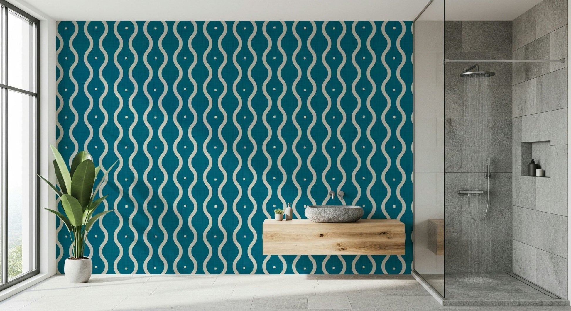 Retro Waves Teal Wallpaper⁠
