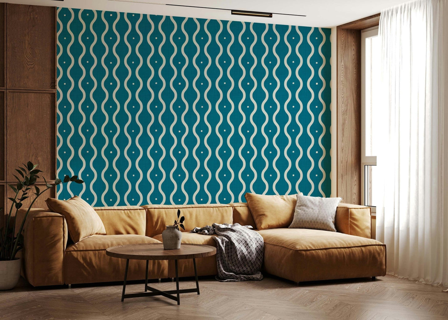 Retro Waves Teal Wallpaper⁠
