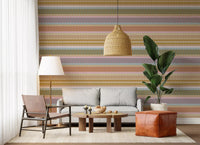 Retro Weave Blocks wallpaper with dusty pink and teal stripe layout, GD9240