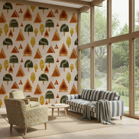 A calming abstract design wallpaper mural that defines a space.