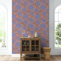 Rhododendrons Retro Floral wallpaper on living room wall

