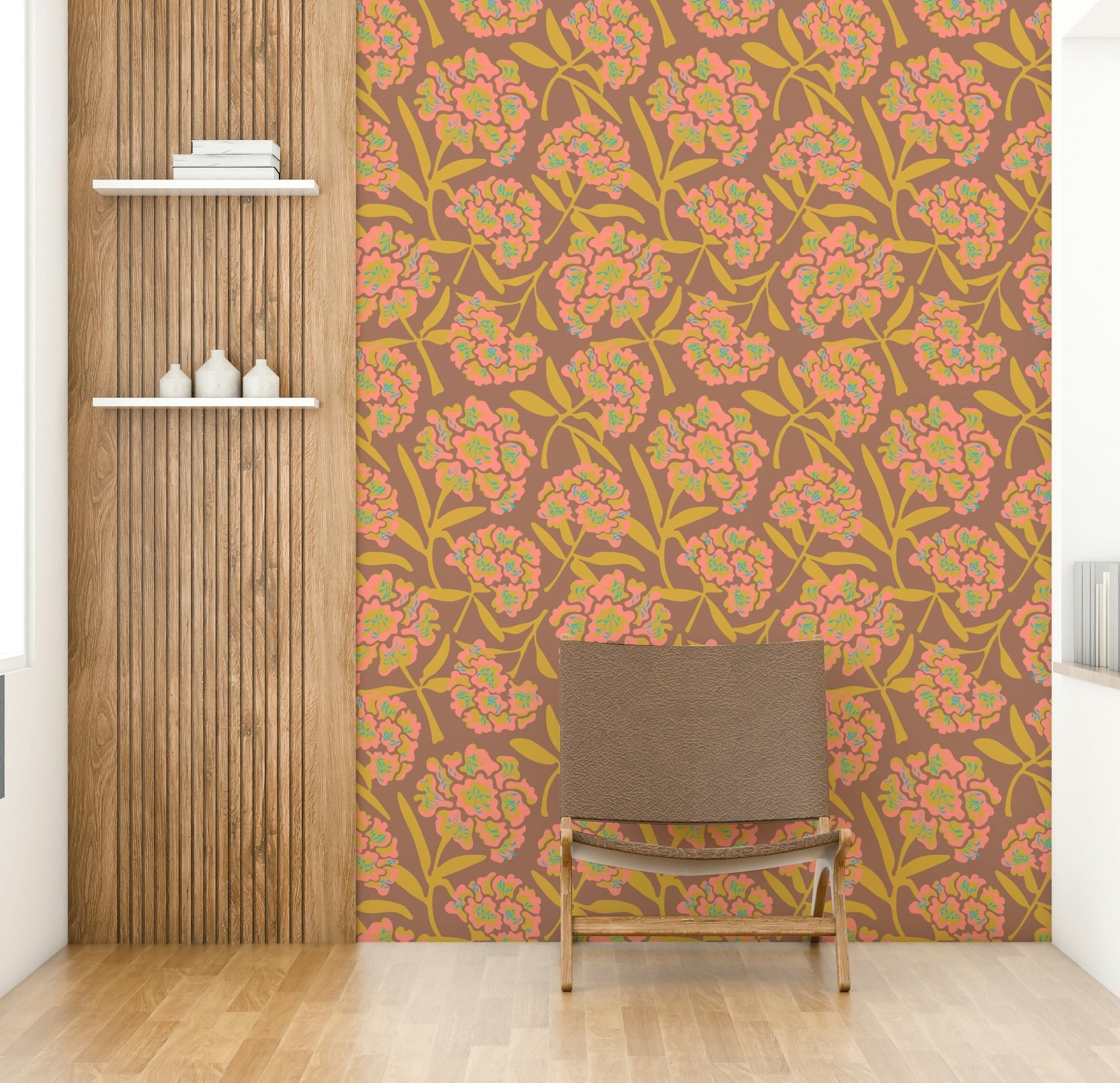 Easy-install retro floral wallpaper

