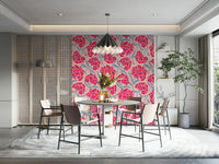 Rhododendrons Retro Floral wallpaper on living room wall

