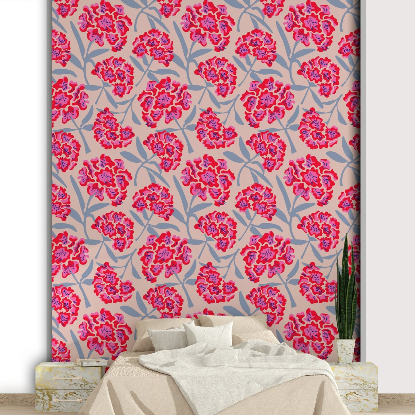Durable wallpaper for walls with classic flowers

