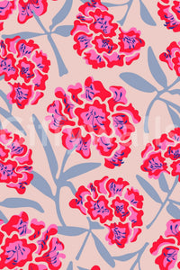Feature wall with bright floral wallpaper

