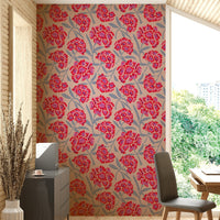 Retro floral rhododendron pattern wallpaper

