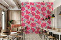 Close-up of vibrant floral wallpaper texture

