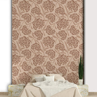 Living room accent with retro floral wallpaper

