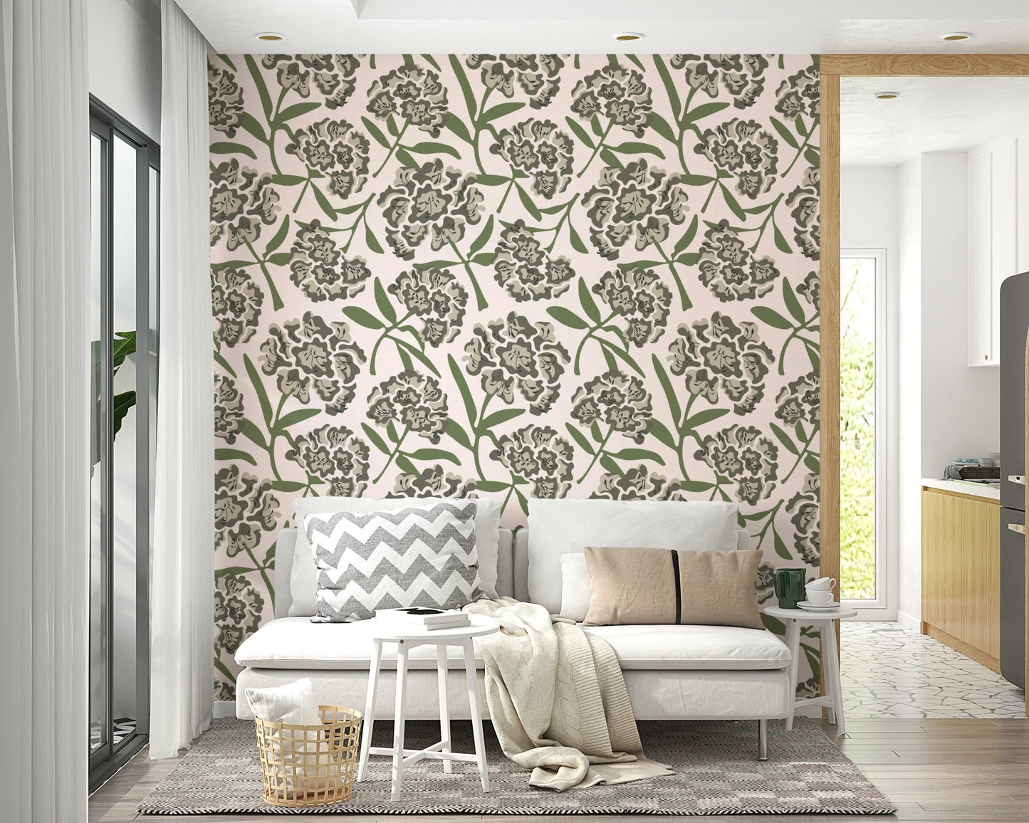 Subtle pink retro floral pattern wallpaper

