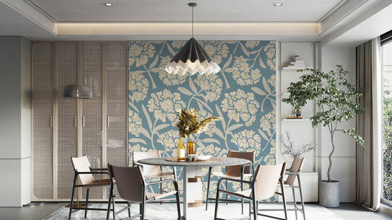 Rhododendrons Retro Floral wallpaper on living room wall, GD1114