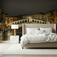 Venice Grand Canal night scene mural for a boutique hotel suite.