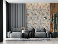 Stylish Chinoiserie Ribbon Rose Serenade print luxurious elegant floral art wallpaper.