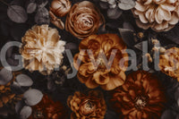 A seamless pattern of flowers and leaves on a wall


