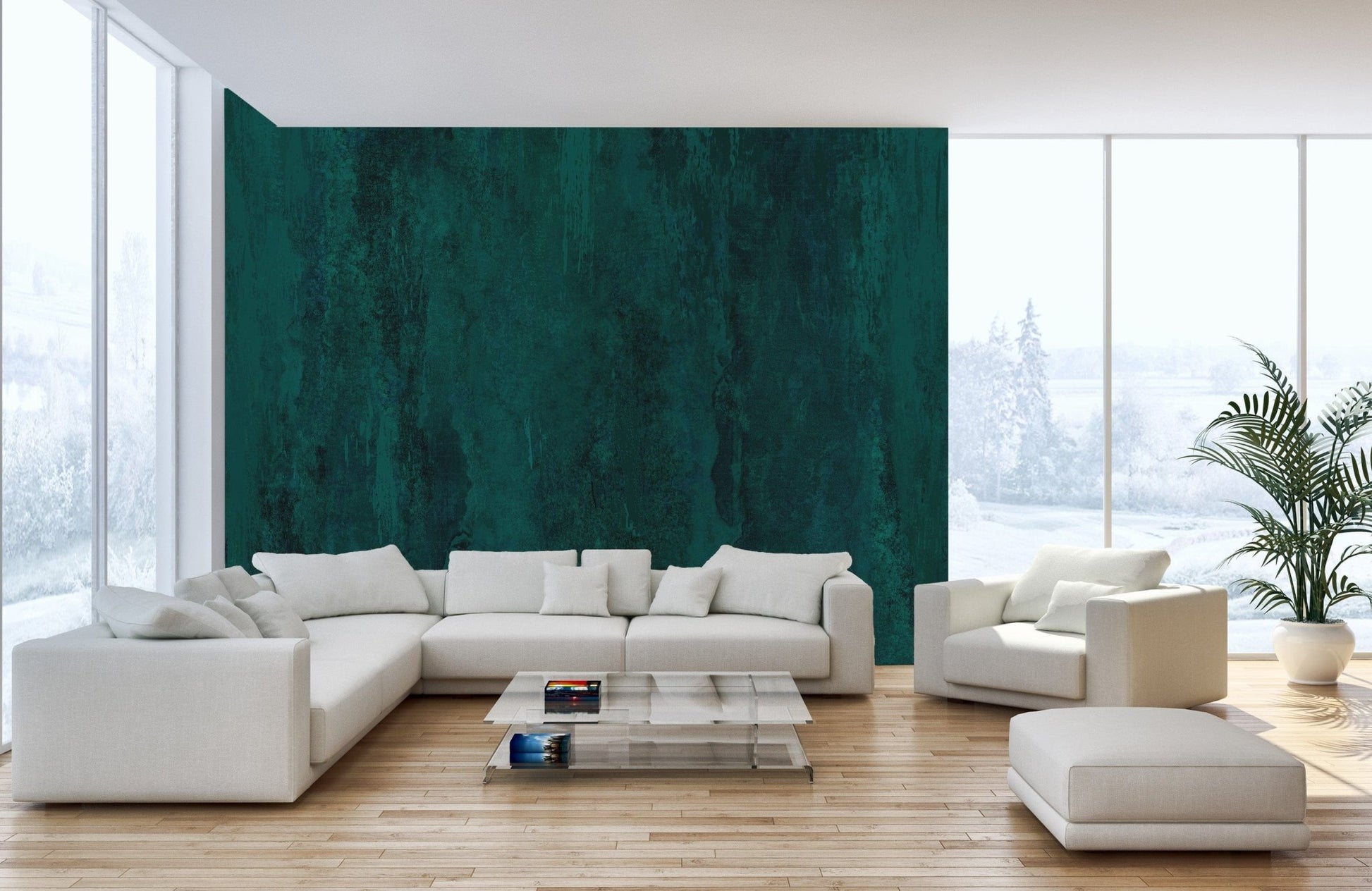 Rich Teal Grunge Wallpaper Mural -  C438