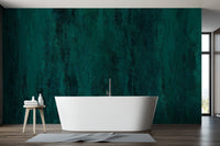 Bathroom walls glow with teal grunge wallpaper design C438