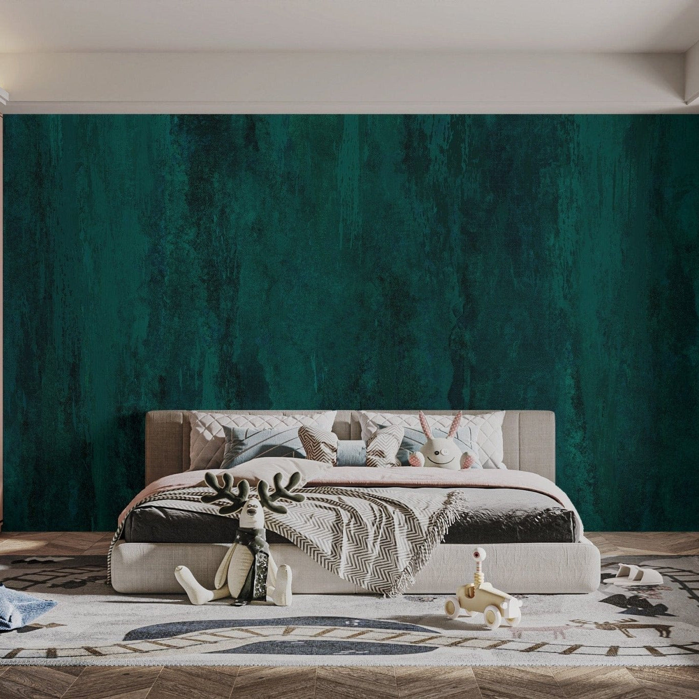 Rich Teal Grunge Wallpaper Mural - Giffywalls C438