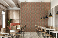 Cozy mocha-toned wallpaper with mid-century florals

