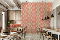 Cream background wallpaper with mid-century floral flair


