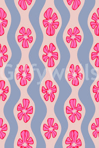 Dreamy pink and lavender wallpaper with retro energy

