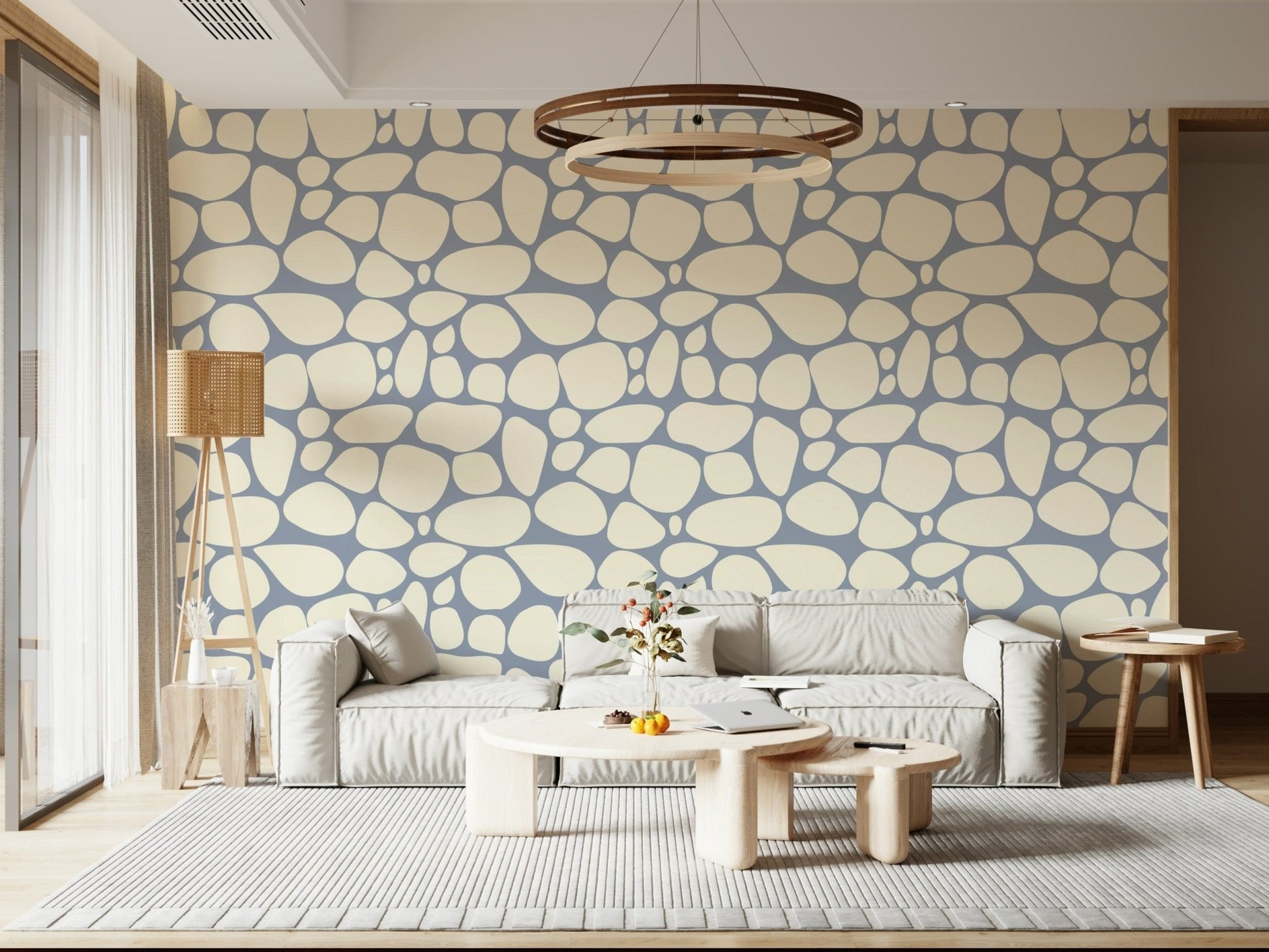 River Rocks wall mural pattern serene pastel stones.