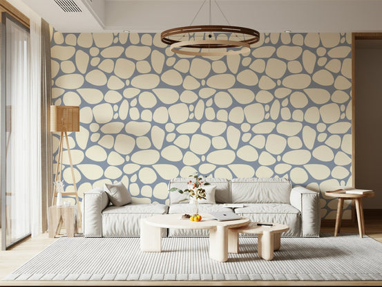 River Rocks wall mural pattern serene pastel stones., GD7122