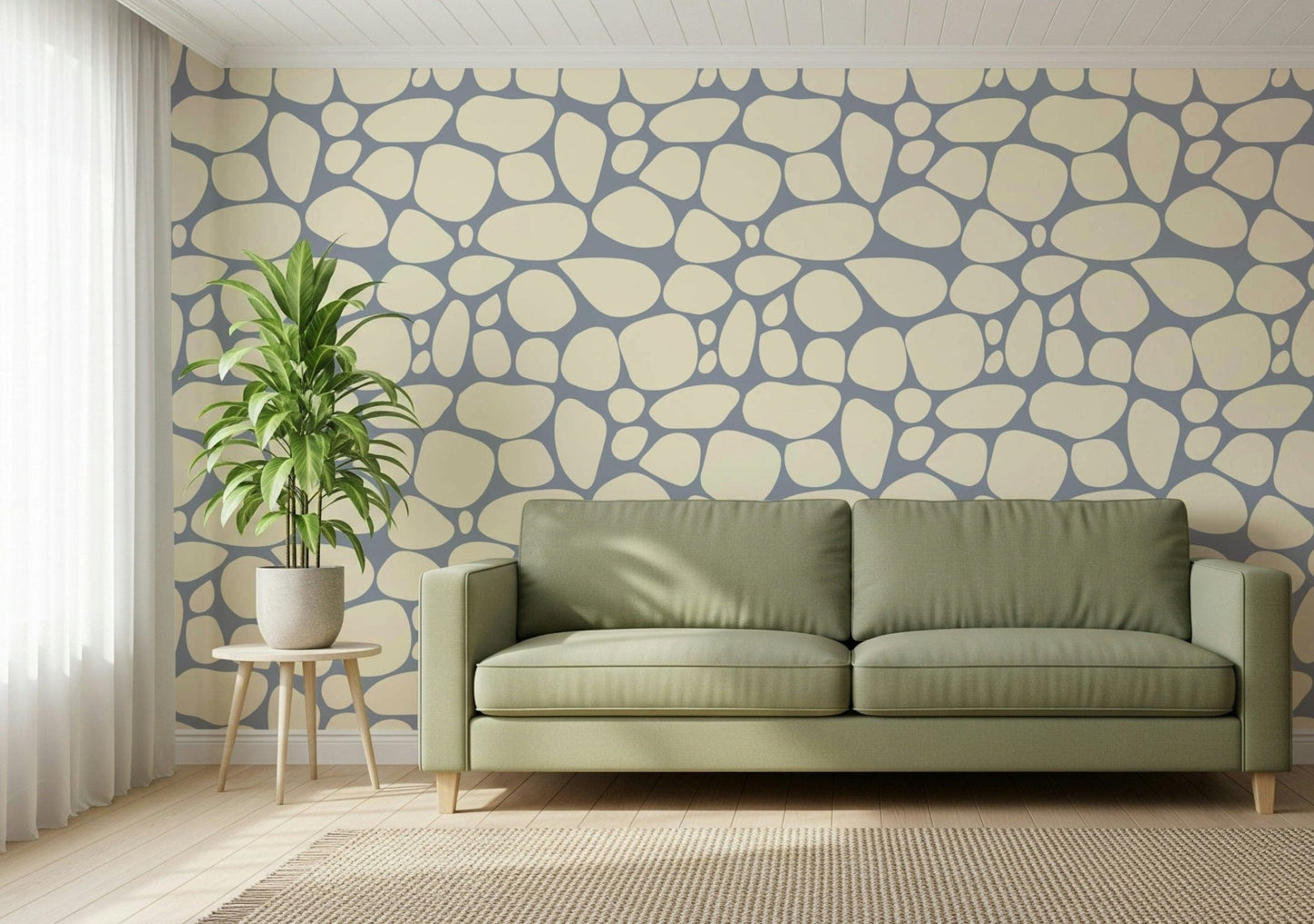 Decorative River Rocks wallpaper calming natural stone look.